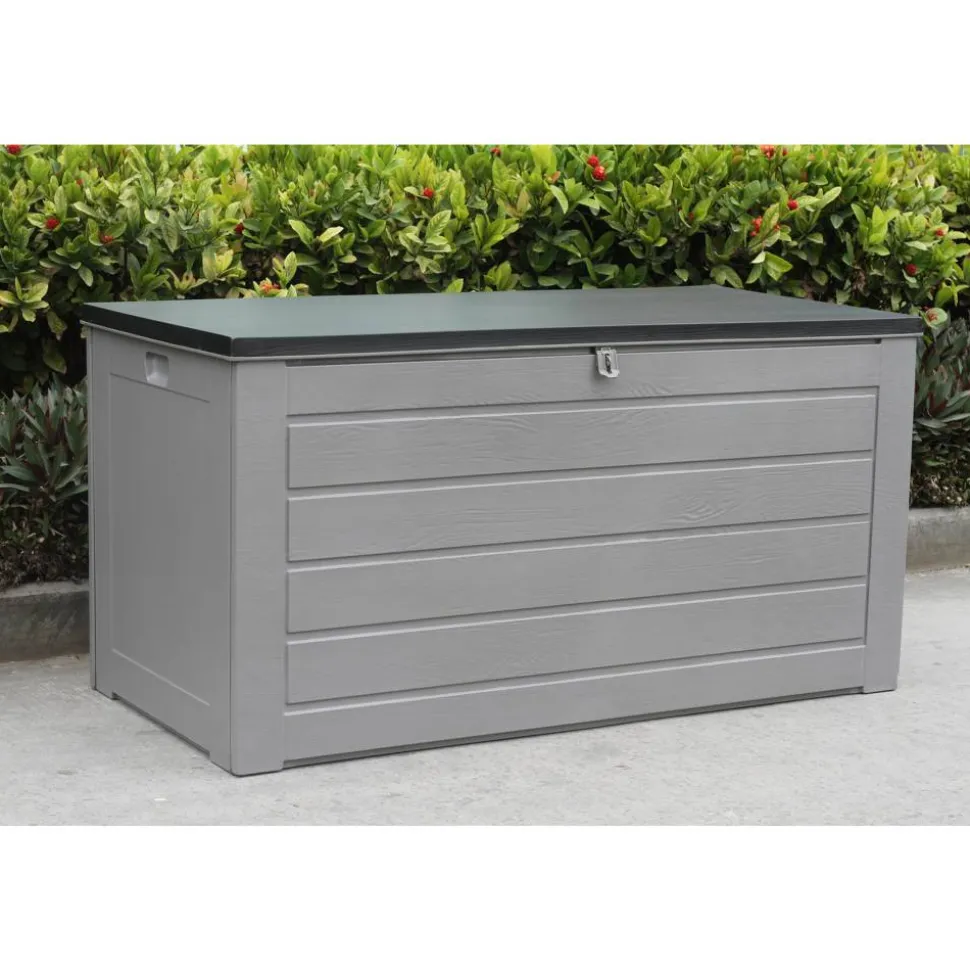 Kissenbox 'Molly' Kunststoff grau/schwarz 146 x 75 x 71 cm