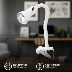 Klemmleuchte weiß flexibel 26 cm