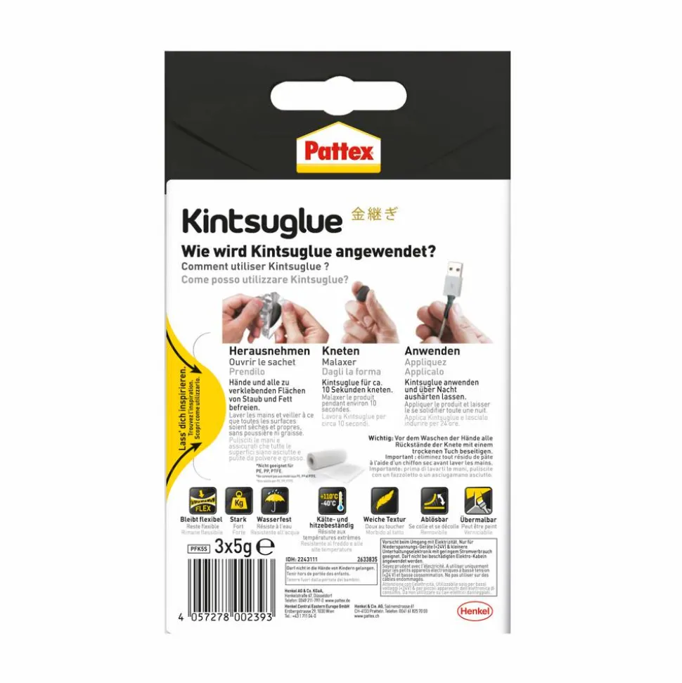 Knetkleber 'Kintsuglue' schwarz 3 x 5 g