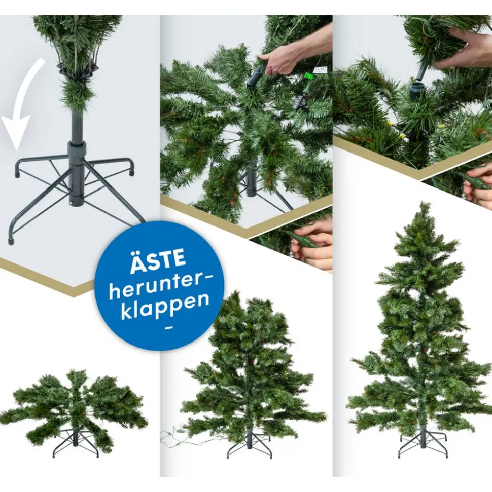 Künstlicher Weihnachtsbaum 'Mesa' Fichte mit 350 LEDs in warmweiß, Fernbedienung, Ständer Ø 119 x 180 cm