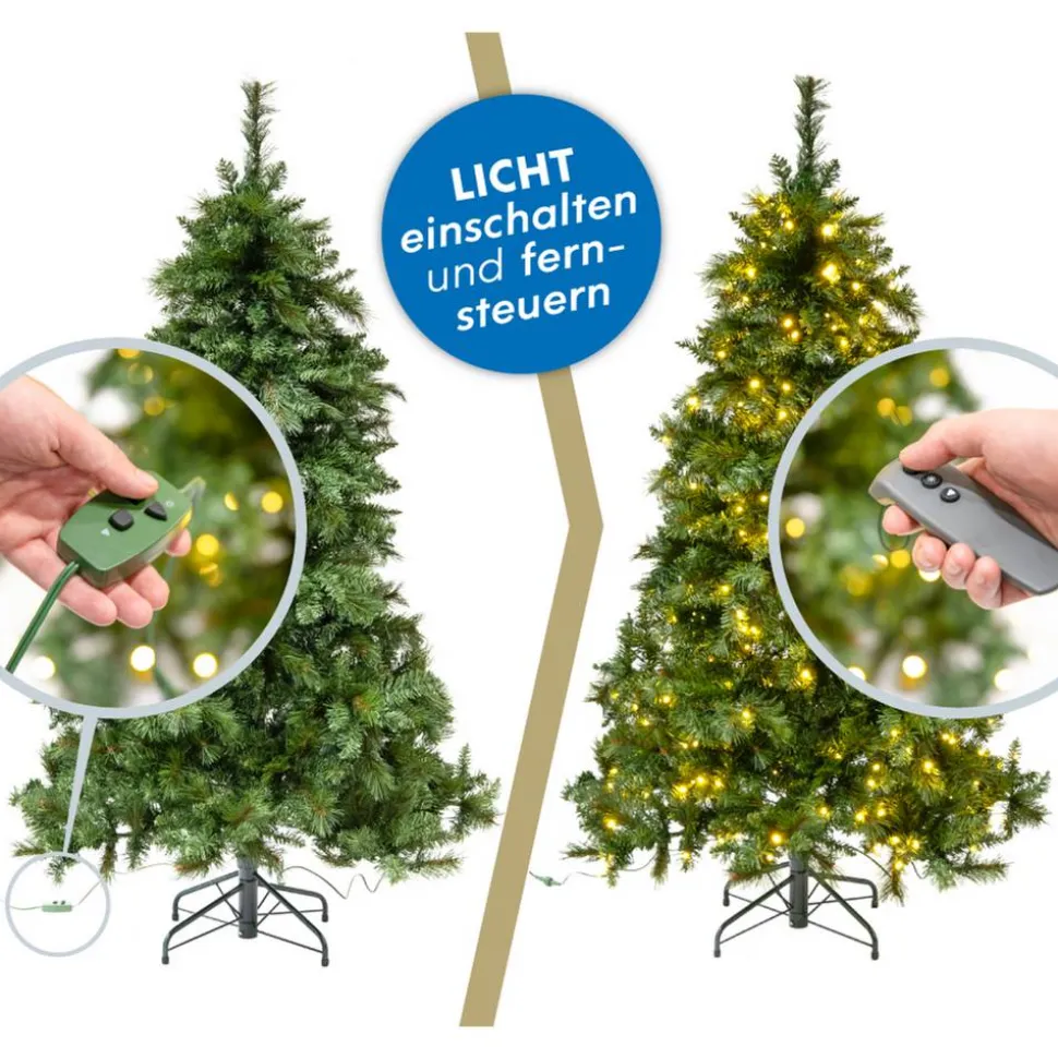 Künstlicher Weihnachtsbaum 'Mesa' Fichte mit 350 LEDs in warmweiß, Fernbedienung, Ständer Ø 119 x 180 cm