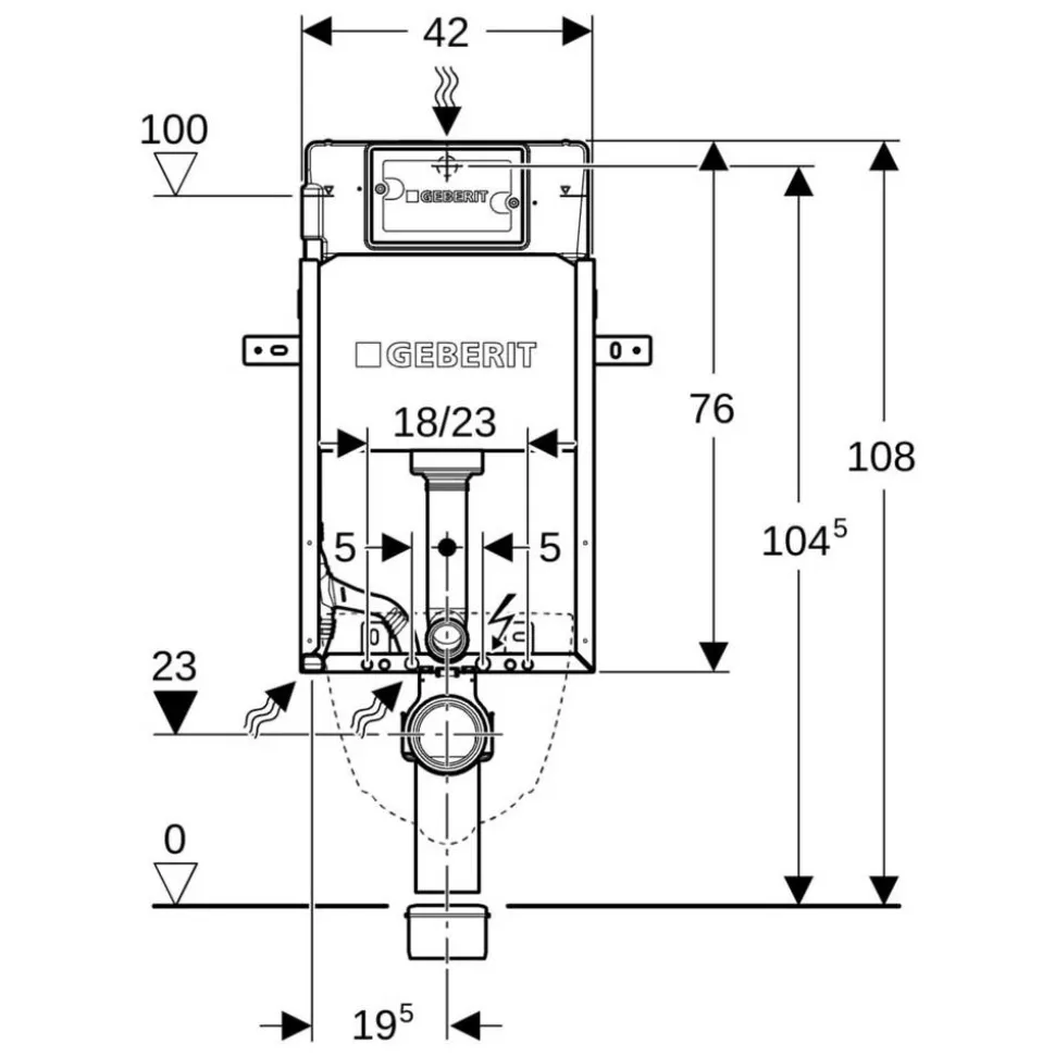 KombifixBasic-Element für Wand-WC 108 cm mit Delta Unterspülkasten