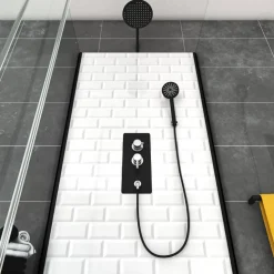 Komplettdusche 'Metro 80' mit Schwenktür schwarz 80 x 80 x 230 cm