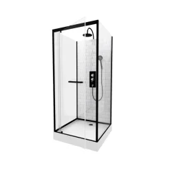 Komplettdusche 'Metro 80' mit Schwenktür schwarz 80 x 80 x 230 cm