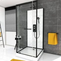 Komplettdusche 'Metro 80' mit Schwenktür schwarz 80 x 80 x 230 cm