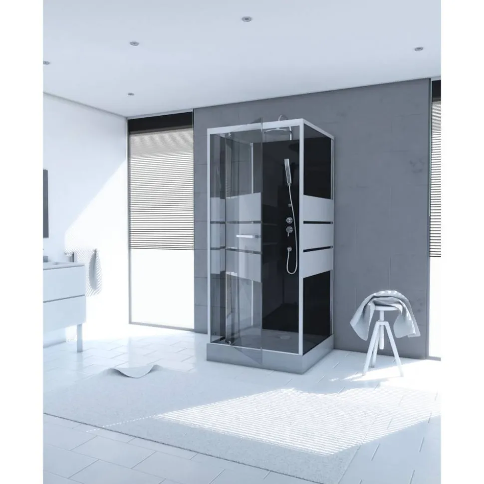 Komplettdusche 'Study' mit Schwingtür silbern 90 x 90 x 225 cm