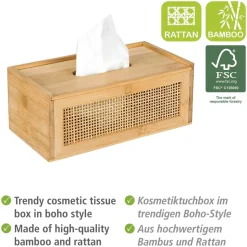Kosmetiktuchbox 'Allegre' Bambus/Rattan 25 x 13 x 10 cm