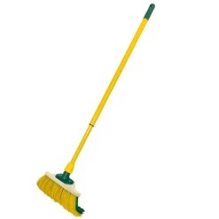 Krallenbesen mit Kunststoffstielhalter und Teleskopstiel 30 cm gelb grün