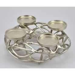 Kranz mit 4 Kerzentellern Aluminium Ø 30 cm