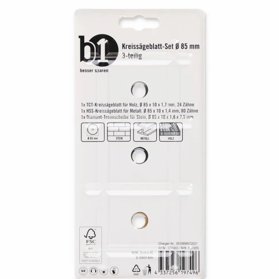 Kreissägeblatt-Set Ø 85 mm 3-teilig