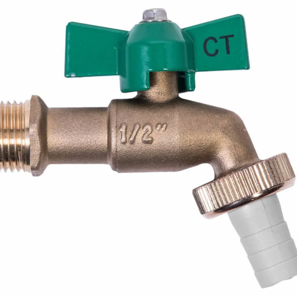 Kugelauslaufventil mit Schlauchverschraubung Messing 1/2"