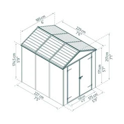 Kunststoff-Gerätehaus 'Rubicon' 185 x 229 cm Polycarbonat dunkelgrau