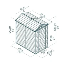 Kunststoff-Gerätehaus 'Skylight' 121 x 177 cm Polycarbonat mitternachtsgrau