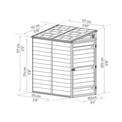 Kunststoff-Gerätehaus 'Skylight' 118 x 175 cm Polycarbonat grau