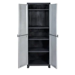 Kunststoffschrank grau mit 4 Böden 65 x 45 x 181 cm