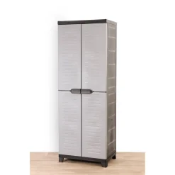 Kunststoffschrank grau mit 4 Böden 65 x 45 x 181 cm
