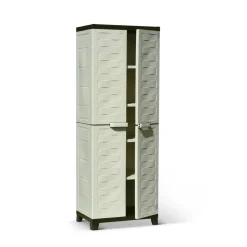 Kunststoffschrank 'Premium' cremefarben/braun 65 x 48 x 181 cm