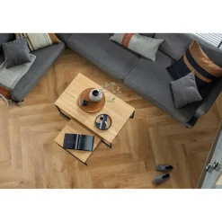 Laminat 'Ville Carrito' Fischgrät Eiche goldfarben 8 mm