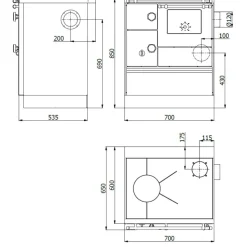 Landhausherd 'K76 70' rechts schwarz 7,3 kW