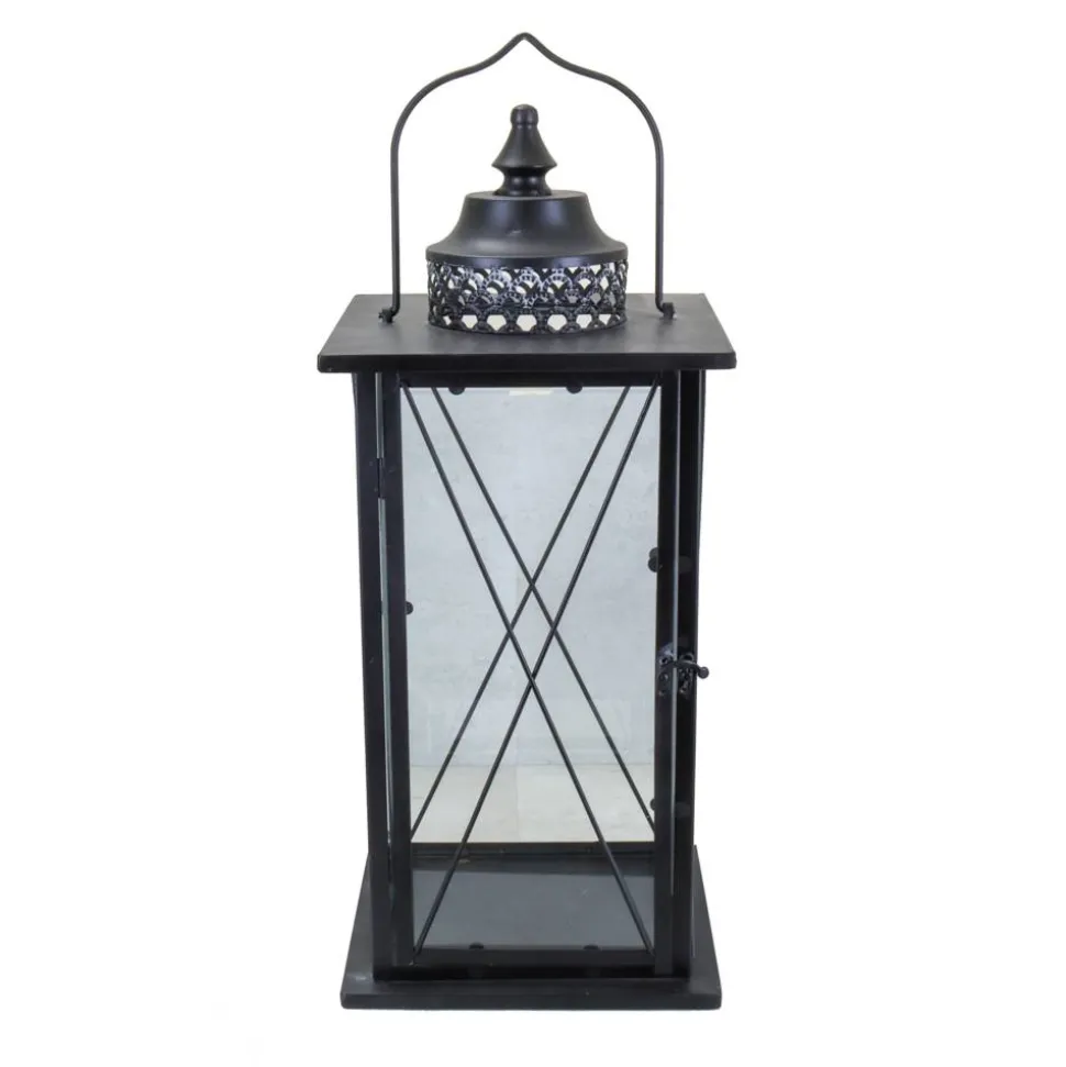 Laterne Metall schwarz 24 x 24 x 53 cm