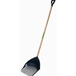 Laubgabel 3-in-1 schwarz Kunststoff 36 cm, Holzstiel mit D-Griff