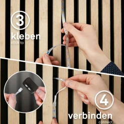 LED Stripe Starter-Set 'Pimp your Panel' RGB/W 250 lm 3000 K einstellbares weiß 2,6 m 230V mit Fernbedienung geeignet für Akustikpaneele