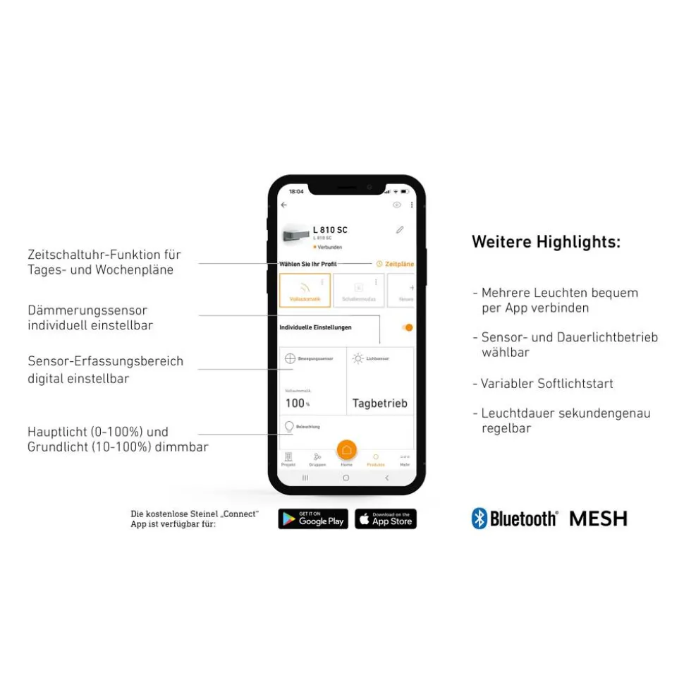 LED-Außenleuchte 'L 810 SC' mit Sensor anthrazit 679 lm