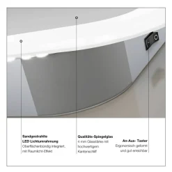 LED-Badspiegel 'Silver Sunshine 2.0' 80 x 70 cm
