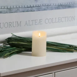 LED-Echtwachskerze 'Lumbre Rustic' creme/goldfarben Ø 9 x 20 cm