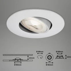 LED-Einbauleuchte 4,9 W Ø 9 cm 3 Stück chromfarben