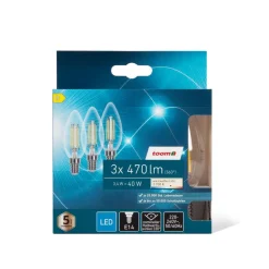 LED-Kerzenlampe klar warmweiß E14 40 W 470 lm, 3er-Pack