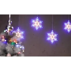 LED-Lichtervorhang 'Schneeflocke' 60 LEDs warmweiß/blau 120 cm