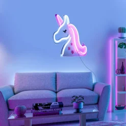 LED-Neon-Bild 'Unicorn' mehrfarbig 33 x 33 x 1,8 cm