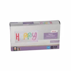 LED-Neon-Leuchtbox 'Happy' 23 x 12,7 cm