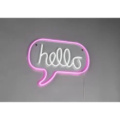 LED-Neon-Wandleuchte 'Hello' transparent 43 x 31 x 1,6 cm