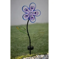 LED-Solar-Dekoleuchte 'Blume' neon blau 87 cm