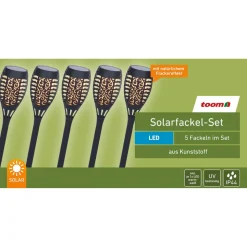 LED-Solarfackel-Set schwarz 43 cm, 5 Stück
