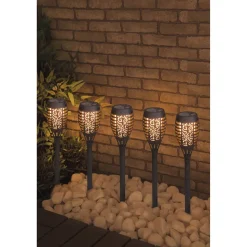 LED-Solarfackel-Set schwarz 43 cm, 5 Stück
