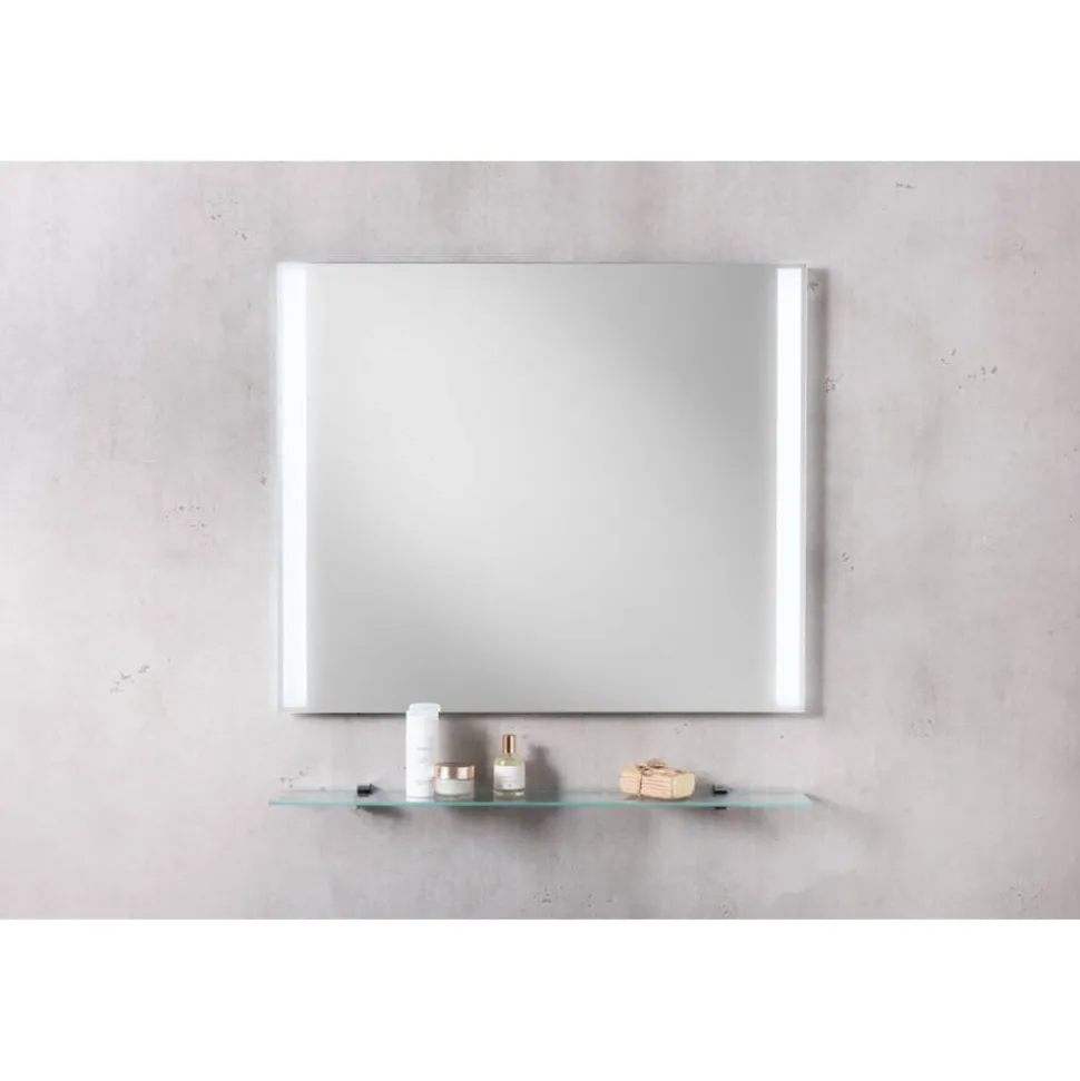 LED-Spiegel 'Brillant Light' aluminiumfarben 80 x 68