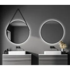 LED-Spiegel 'Silver Barbier' schwarz Ø 80 cm