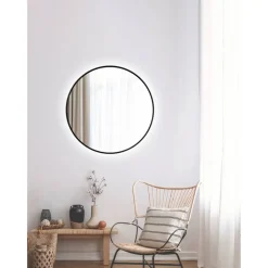 LED-Spiegel 'Silver Barbier' schwarz Ø 80 cm