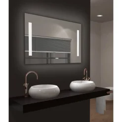 LED-Spiegel 'Silver Elegance' mit Uhr 80 x 60 cm