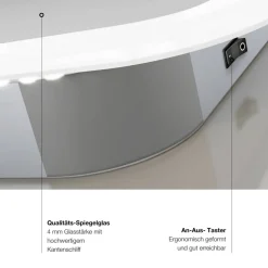 LED-Spiegel 'Silver Sunshine' 180 x 70 cm