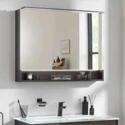 LED-Spiegelschrank 'B.Paris' schwarz matt 90 x 71,8 x 15,6 cm
