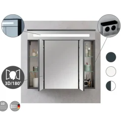 LED-Spiegelschrank 'Kara' anthrazit, weiß matt 79,5 x 70 x 22,5 cm