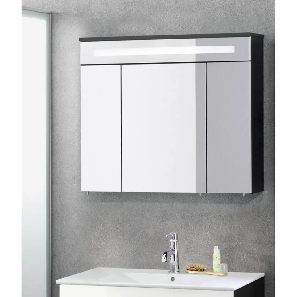 LED-Spiegelschrank 'Kara' anthrazit, weiß matt 79,5 x 70 x 22,5 cm