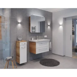 LED-Spiegelschrank 'Milano' braun 89,9 x 78 x 15,8 cm