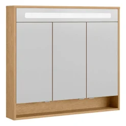 LED-Spiegelschrank 'Natura' braun 93,4 x 84 x 15,5 cm