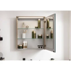 LED-Spiegelschrank 'Oxford' braun 60,2 x 69,6 x 20 cm