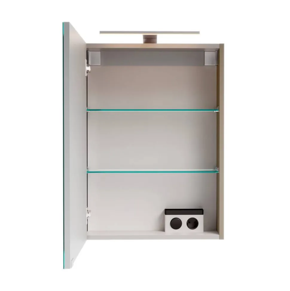LED-Spiegelschrank 'SBC' grau 50 x 68 x 15,3 cm links